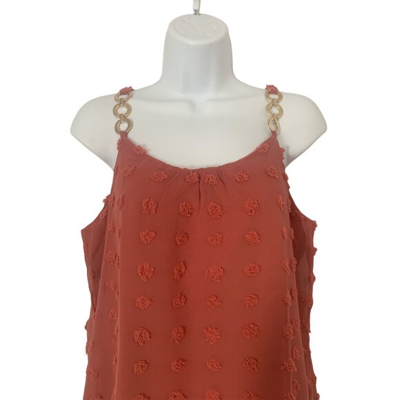 Womens Camisole Chiffon Sleeveless Top With Textured Dots & Chain Straps Small - Picture 2 of 10